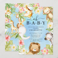 Oh Baby Jungle Baby Shower Uitnodiging