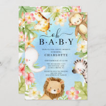 Oh Baby Jungle Baby Shower Uitnodiging