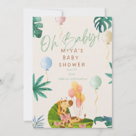 Oh Baby! Jungle Safari Baby Shower Invitation Kaart