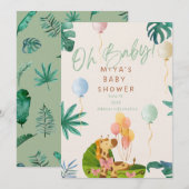 Oh Baby! Jungle Safari Baby Shower Invitation Kaart (Voorkant / Achterkant)