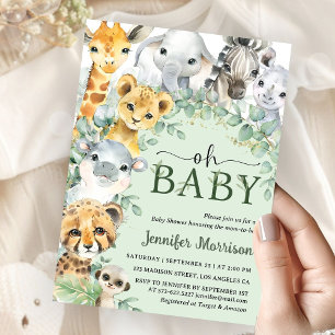 Oh Baby Jungle Safari Dieren Baby Shower Kaart