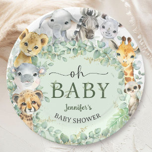 Oh Baby Jungle Safari Dieren Baby Shower Papieren Bordje