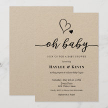 Oh Baby Kalligrafie Douche uitnodiging