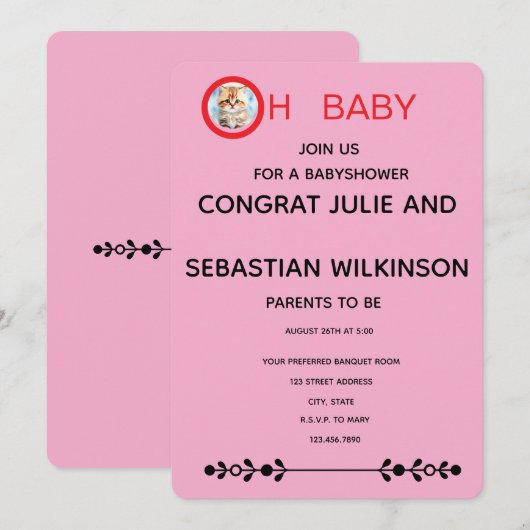 Oh Baby Kat Afbeelding Baby Shower Kaart (Voorkant / Achterkant)