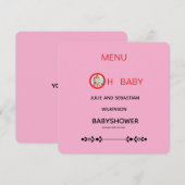 Oh Baby Kat Afbeelding Baby Shower  Menu (Voorkant / Achterkant)