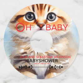 Oh Baby Kat Afbeelding Baby Shower Rond Wijnglaslabel