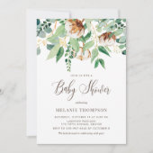 Oh Baby katoenen bloesems en Eucalyptus Baby showe Kaart (Voorkant)