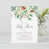 Oh Baby katoenen bloesems en Eucalyptus Baby showe Kaart (Staand voorkant)