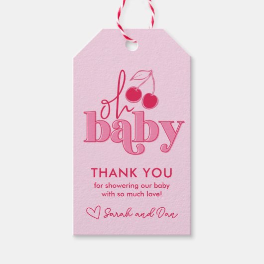 "Oh Baby" Kers op de top Bedankkaartje Cadeaulabel (Voorkant)