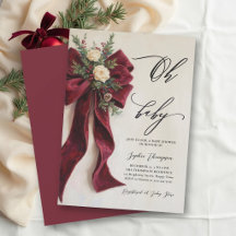 Oh Baby Kerst Calligrafie Rode Strik Baby Shower