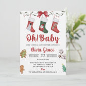 Oh Baby! Kerst sok Baby shower Party Kaart (Staand voorkant)