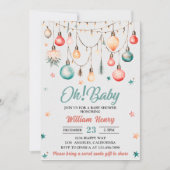 Oh! Baby Kerstballen Ornament Baby shower Kaart (Voorkant)