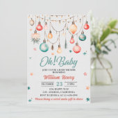 Oh! Baby Kerstballen Ornament Baby shower Kaart (Staand voorkant)