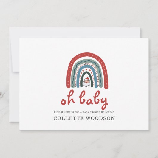 Oh Baby kerstfeestdag Boho regenboogBaby shower Kaart (Voorkant)