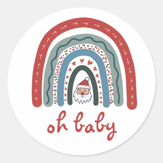 Oh Baby kerstfeestdag Boho regenboogBaby shower Ronde Sticker (Voorkant)