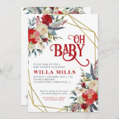 Oh Baby kerstrood groen Baby shower Kaart (Voorkant / Achterkant)