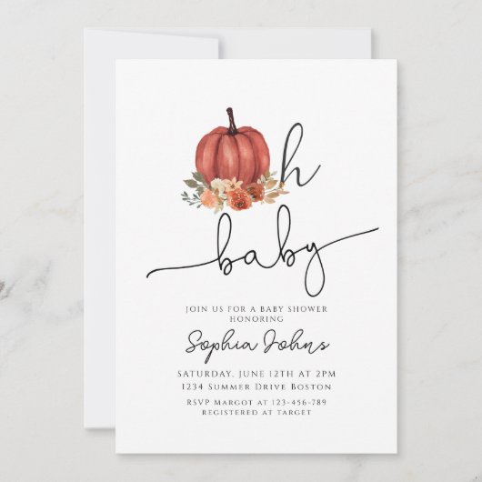 Oh Baby, kleine pompoen herfst rustiek Baby shower Kaart (Voorkant)