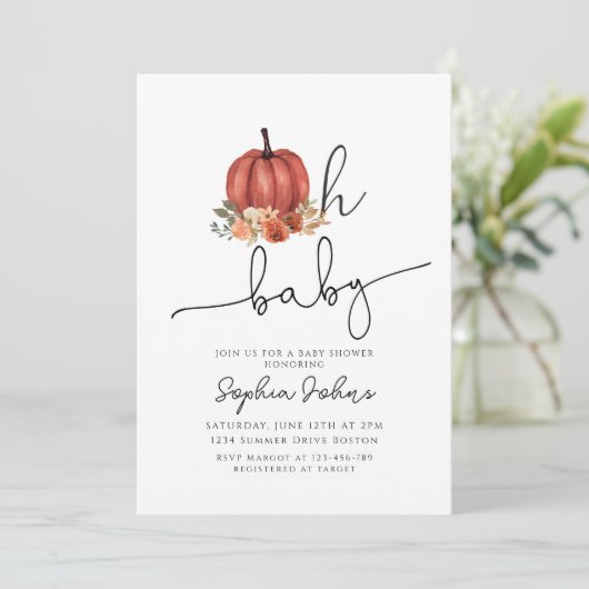 Oh Baby, kleine pompoen herfst rustiek Baby shower Kaart (Staand voorkant)