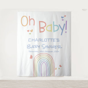 Oh Baby! Kleurrijke Regenboog Baby Shower Achtergr Wandkleed