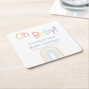 Oh Baby! Kleurrijke Regenboog Baby Shower Kartonnen Onderzetters