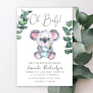 Oh Baby! Koala Beer Baby shower Uitnodiging