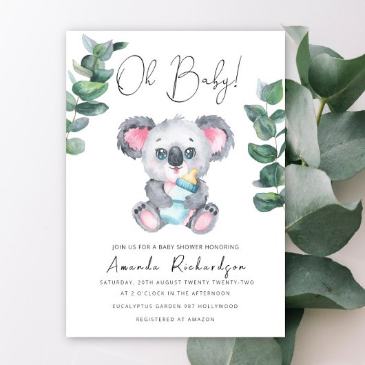 Oh Baby! Koala Beer Baby shower Uitnodiging