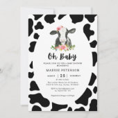 Oh Baby Koe Thema Meisje Baby Shower Uitnodiging (Voorkant)