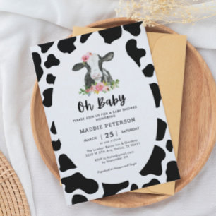 Oh Baby Koe Thema Meisje Baby Shower Uitnodiging