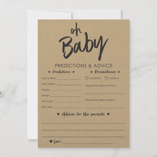 Oh Baby Kraft Voorspellingen en Advice Card Kaart (Voorkant)