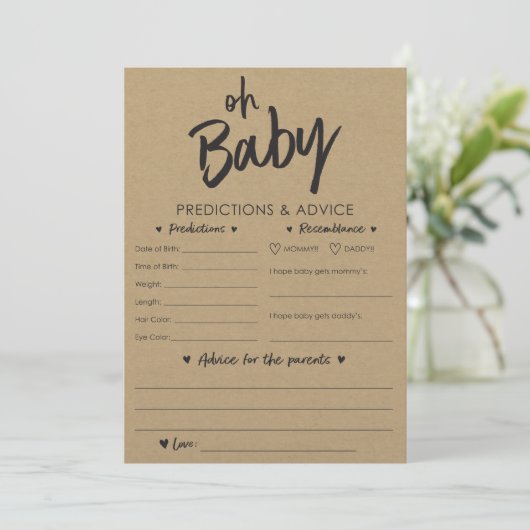 Oh Baby Kraft Voorspellingen en Advice Card Kaart (Staand voorkant)