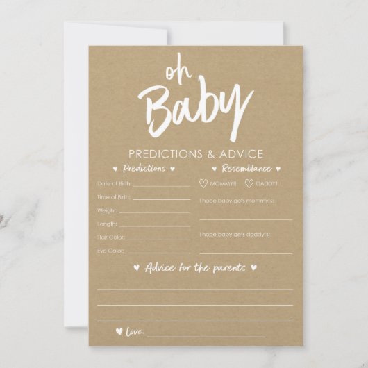 Oh Baby Kraft Voorspellingen en Advice Card Kaart (Voorkant)