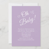 Oh Baby lavendel modern minimalistisch Baby shower Kaart (Voorkant)