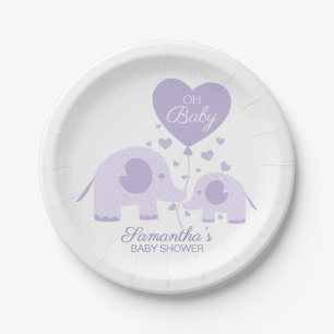 Oh Baby Lavendel Mooie Olifant Baby shower Papieren Bordje