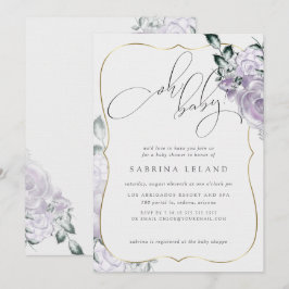 Oh Baby Lavender Floral Roos Chic Baby shower Kaart