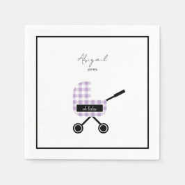Oh Baby Lavender Gingham Pram Baby shower Napkins Servet