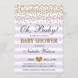 Oh Baby Lavender Paars en Gold Girl Baby shower Kaart