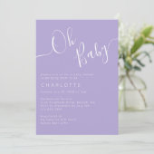 Oh Baby Lavender Paars Genderneutraal Baby shower Kaart (Staand voorkant)