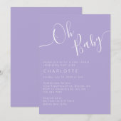 Oh Baby Lavender Paars Genderneutraal Baby shower Kaart (Voorkant / Achterkant)