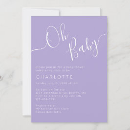 Oh Baby Lavender Paars Genderneutraal Baby shower Kaart