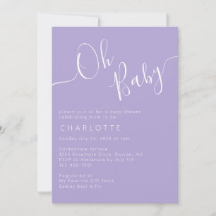 Oh Baby Lavender Paars Genderneutraal Baby shower Kaart