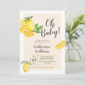 Oh Baby Lemon Baby shower Uitnodiging (Staand voorkant)