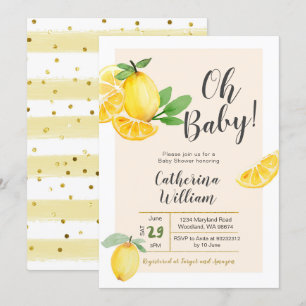 Oh Baby Lemon Baby shower Uitnodiging