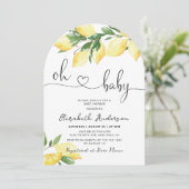 Oh Baby Lemon Citrus Baby shower Invitation Kaart (Staand voorkant)