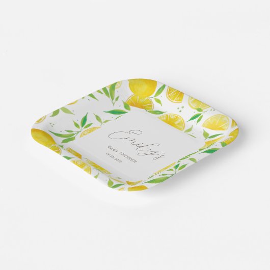 Oh Baby Lemon Zomer Baby shower Papieren Bordje (Gebogen)