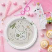 Oh Baby lepel vork roze slabbetje neutraal Baby sh Papieren Bordje (Feest)