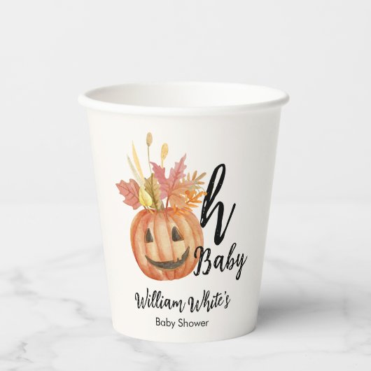 Oh Baby! Leuke pompoen Halloween Herfst Baby showe Papieren Bekers (Voorkant)