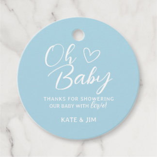 Oh Baby Lichtblauw Baby shower Bedankt Bericht Bedankjes Labels