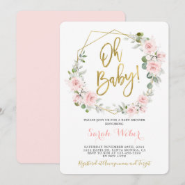 Oh Baby lichtroze roze baby shower meisje Kaart