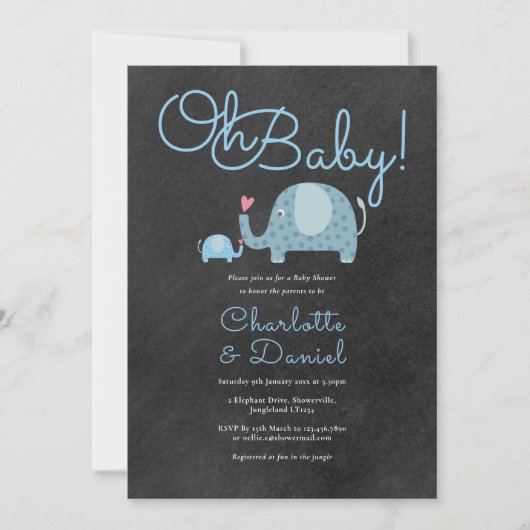 Oh Baby Lieve Olifanten Couples Baby Shower Kaart (Voorkant)