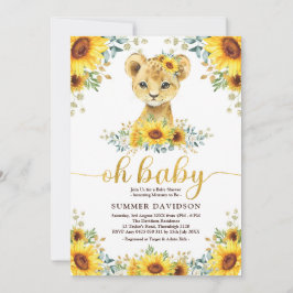 Oh Baby Lion Cub Sunflower Greenery Baby shower Kaart